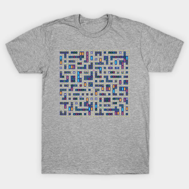 Vintage Gaming Arcade Video Game Gamer Maze Grid Pattern T-Shirt by ernstc
